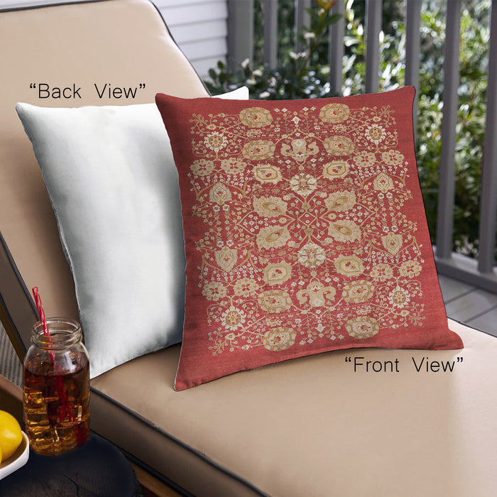 Front View of Mid-Century Modern Urban Square Red Throw Pillow, 18 inch by 18 inch, pwurb861