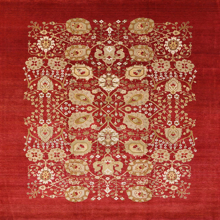 Square Machine Washable Industrial Modern Red Rug, wshurb861
