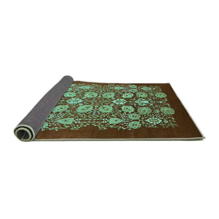 Sideview of Oriental Turquoise Industrial Rug, urb861turq