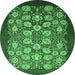 Round Oriental Emerald Green Industrial Rug, urb861emgrn