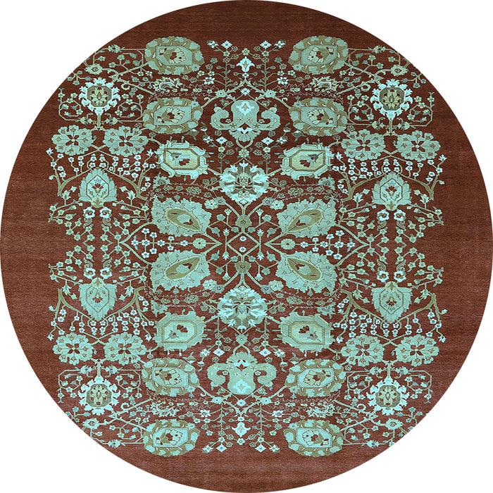 Round Oriental Light Blue Industrial Rug, urb861lblu