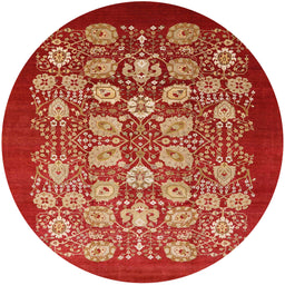 Round Machine Washable Industrial Modern Red Rug, wshurb861