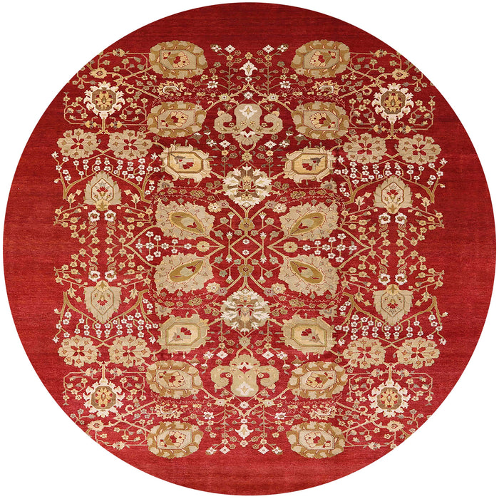Round Machine Washable Industrial Modern Red Rug, wshurb861