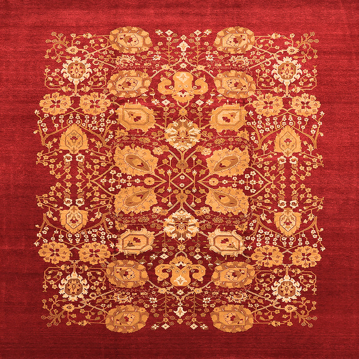 Square Machine Washable Oriental Orange Industrial Area Rugs, wshurb861org