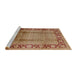 Sideview of Machine Washable Industrial Modern Mahogany Brown Rug, wshurb862