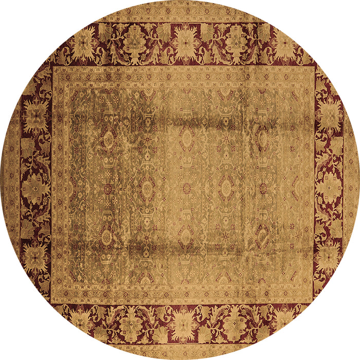Round Oriental Brown Industrial Rug, urb862brn