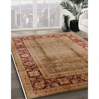 Mid-Century Modern Mahogany Brown Oriental Rug, urb862