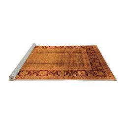 Sideview of Machine Washable Oriental Orange Industrial Area Rugs, wshurb862org