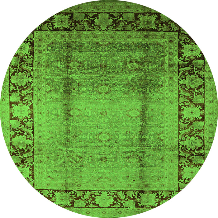 Round Oriental Green Industrial Rug, urb862grn