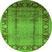 Round Oriental Green Industrial Rug, urb862grn