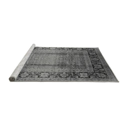 Sideview of Machine Washable Oriental Gray Industrial Rug, wshurb862gry
