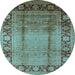 Round Oriental Light Blue Industrial Rug, urb862lblu