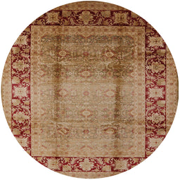 Round Mid-Century Modern Mahogany Brown Oriental Rug, urb862