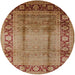 Round Mid-Century Modern Mahogany Brown Oriental Rug, urb862