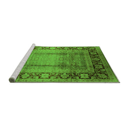 Sideview of Machine Washable Oriental Green Industrial Area Rugs, wshurb862grn