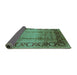 Sideview of Oriental Turquoise Industrial Rug, urb862turq