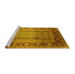 Sideview of Machine Washable Oriental Yellow Industrial Rug, wshurb862yw