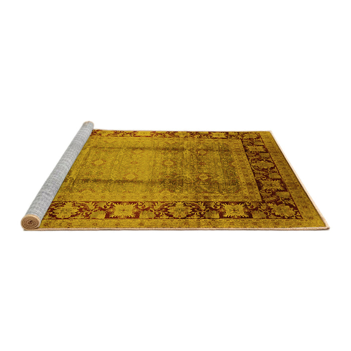 Sideview of Machine Washable Oriental Yellow Industrial Rug, wshurb862yw