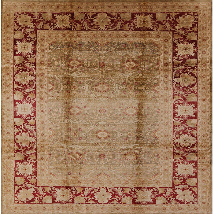 Square Mid-Century Modern Mahogany Brown Oriental Rug, urb862