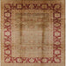 Square Mid-Century Modern Mahogany Brown Oriental Rug, urb862