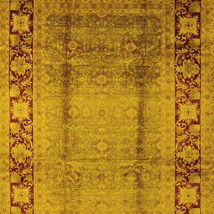 Machine Washable Oriental Yellow Industrial Rug, wshurb862yw