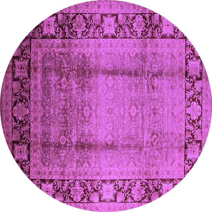 Round Machine Washable Oriental Purple Industrial Area Rugs, wshurb862pur