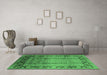 Machine Washable Oriental Emerald Green Industrial Area Rugs in a Living Room,, wshurb862emgrn