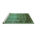 Sideview of Machine Washable Oriental Turquoise Industrial Area Rugs, wshurb862turq