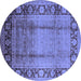 Round Oriental Blue Industrial Rug, urb862blu