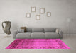 Machine Washable Oriental Pink Industrial Rug in a Living Room, wshurb862pnk