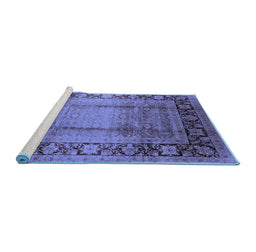 Sideview of Machine Washable Oriental Blue Industrial Rug, wshurb862blu