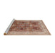 Sideview of Machine Washable Industrial Modern Mahogany Brown Rug, wshurb863