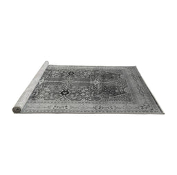 Sideview of Machine Washable Oriental Gray Industrial Rug, wshurb863gry