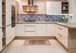 Mid-Century Modern Mahogany Brown Oriental Rug in a Kitchen, urb863