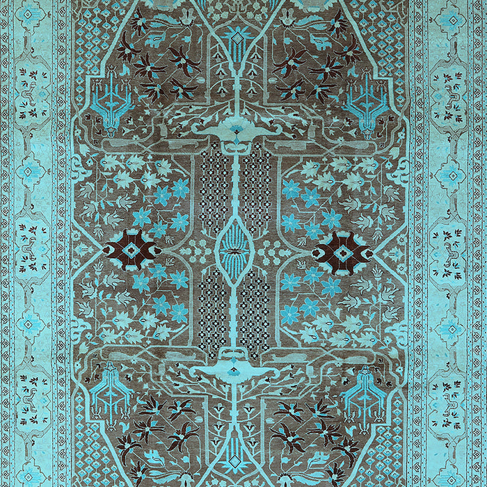 Machine Washable Oriental Light Blue Industrial Rug, wshurb863lblu