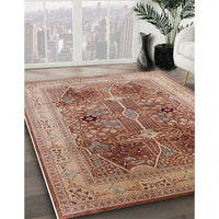 Mid-Century Modern Mahogany Brown Oriental Rug, urb863