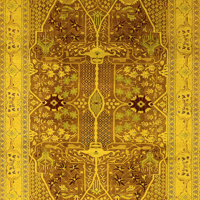 Machine Washable Oriental Yellow Industrial Rug, wshurb863yw