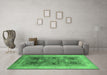 Machine Washable Oriental Emerald Green Industrial Area Rugs in a Living Room,, wshurb863emgrn