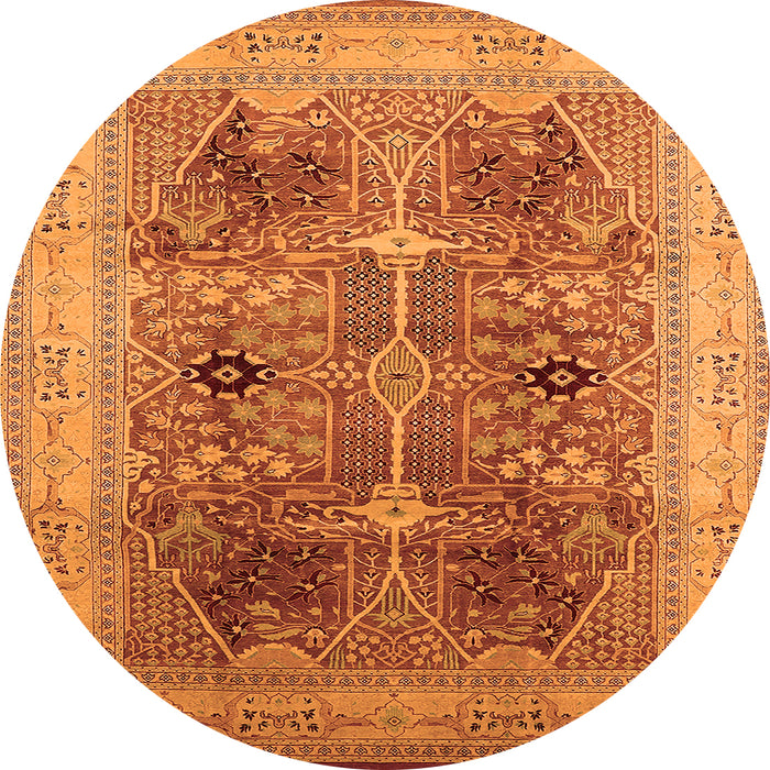 Round Oriental Orange Industrial Rug, urb863org