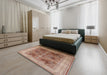 Machine Washable Industrial Modern Mahogany Brown Rug in a Bedroom, wshurb863