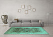 Machine Washable Oriental Turquoise Industrial Area Rugs in a Living Room,, wshurb863turq