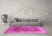 Machine Washable Oriental Pink Industrial Rug in a Living Room, wshurb863pnk