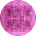 Round Oriental Pink Industrial Rug, urb863pnk