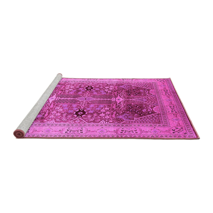 Sideview of Machine Washable Oriental Pink Industrial Rug, wshurb863pnk
