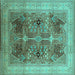 Square Oriental Turquoise Industrial Rug, urb863turq