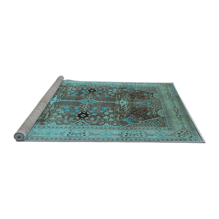 Sideview of Machine Washable Oriental Light Blue Industrial Rug, wshurb863lblu