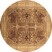 Round Oriental Brown Industrial Rug, urb863brn