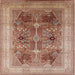 Square Mid-Century Modern Mahogany Brown Oriental Rug, urb863