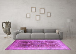 Machine Washable Oriental Purple Industrial Area Rugs in a Living Room, wshurb863pur