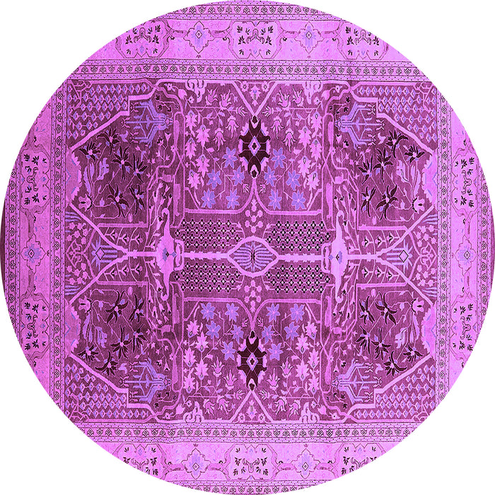 Round Machine Washable Oriental Purple Industrial Area Rugs, wshurb863pur